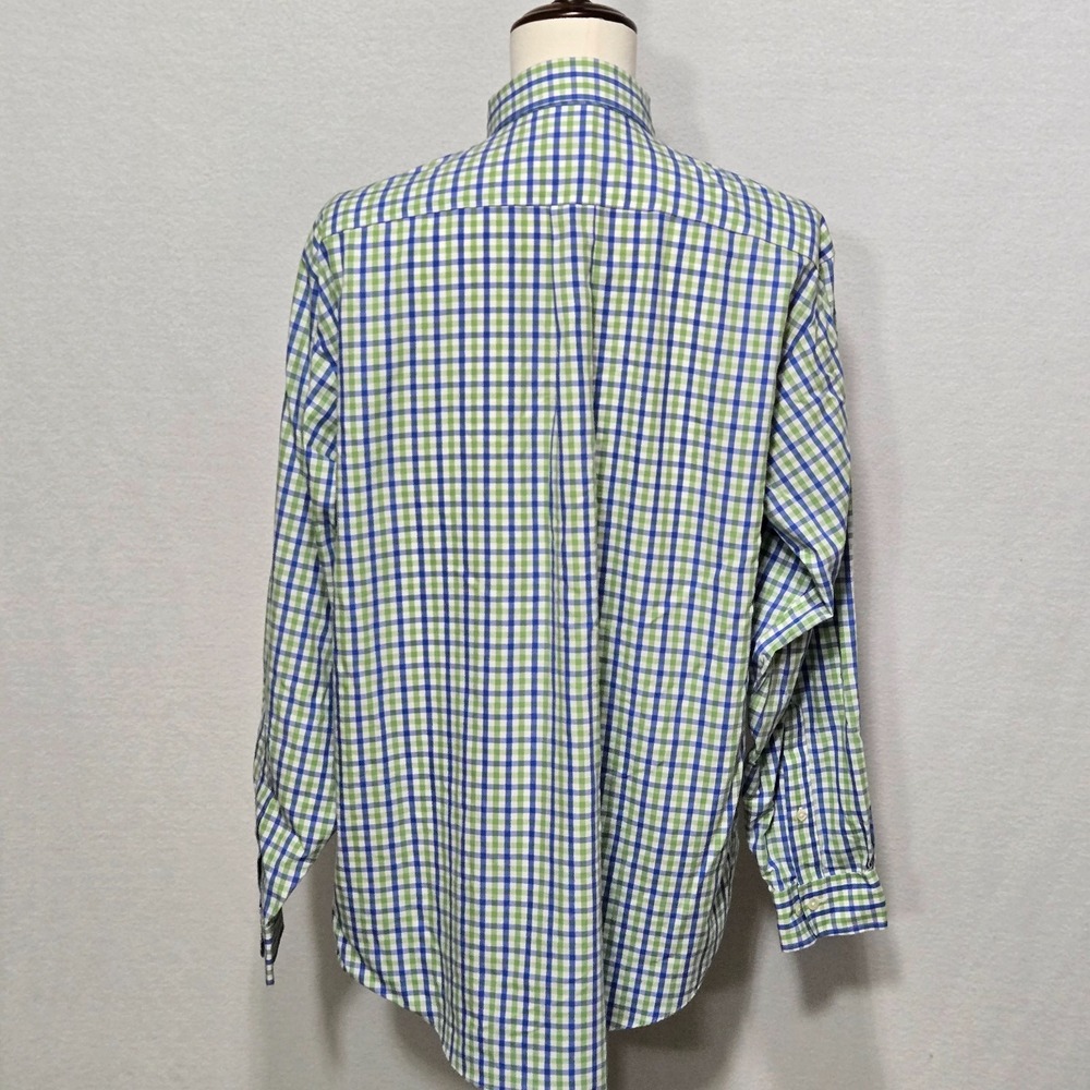 Brooks Brothers Polo Shirt Mens Large‎ Green Blue Check Button Down Traditional - Picture 2 of 8